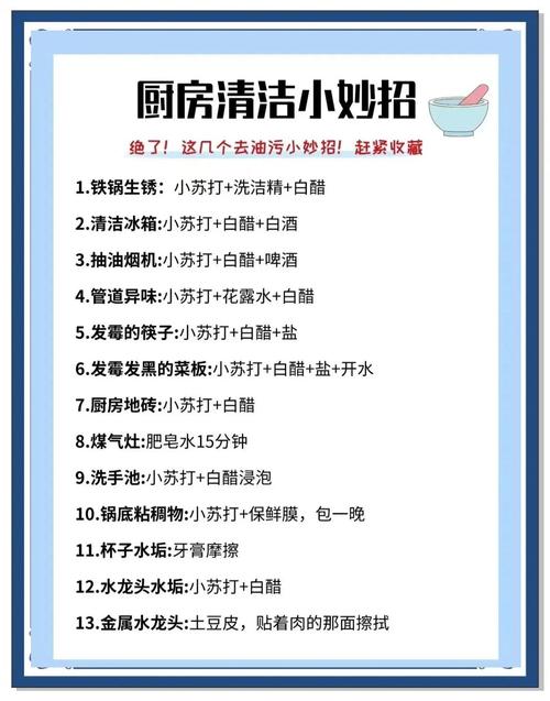 厨房清洁小技巧_食盐洗涤灵擦地_盘子是怎样洗的